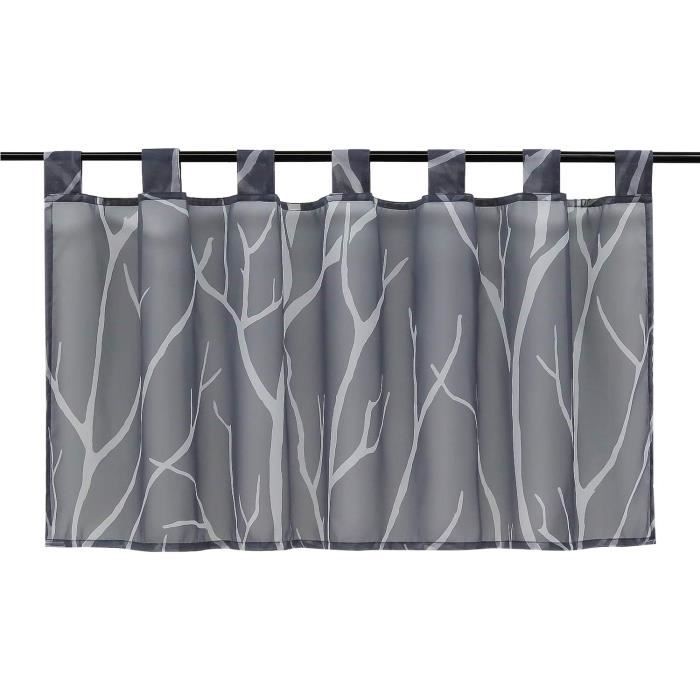 Rideau Brise-bise Semi-Transparent, Rideau De Cuisine Brodé De Coton Blanc, Rideaux De Café, Tringle Décoration De Fenêtre Cuisine/Chambre/Salle De Bain (LxH/200x40cm, Blanc