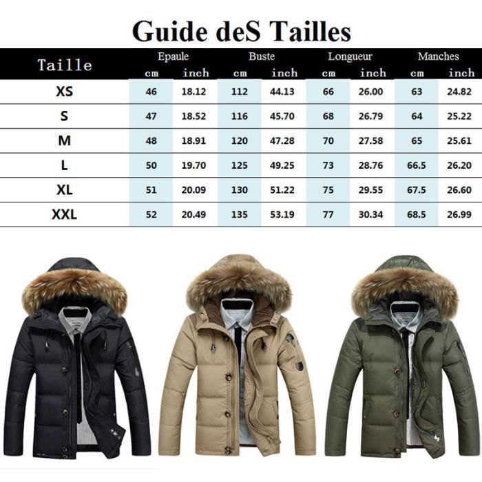 Doudoune Homme Doudoune Capuche avec Bordure en Fausse Fourrure