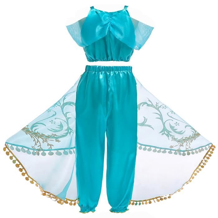 FINDPITAYA Deguisement Aladin Fille Robe Princesse Jasmine Cosplay Costume avec Perruque et Chapeau Cdiscount Jeux Jouets