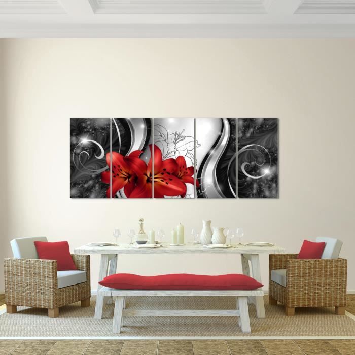 Runa art Tableau Décoration Murale Fleurs de Lys 200x80 cm - 5