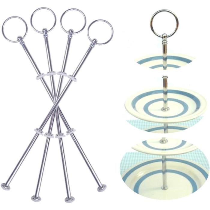 Barre Métallique Mittellochausstech 2 à 3 étages Pour Gâteau De Mariage Etagere Porte-gâteaux Porte-gâteaux Ovale (Dorée, 3 Pièces