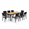 Table de jardin extensible aluminium noir 200/300cm + 10 fauteuils empilables textilène - MARCEAU-2