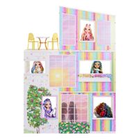Maison De Poupée Rainbow High 3 étages – Coloriable Avec Marqueurs Lavables – Bois + Meubles – Dès 4 Ans