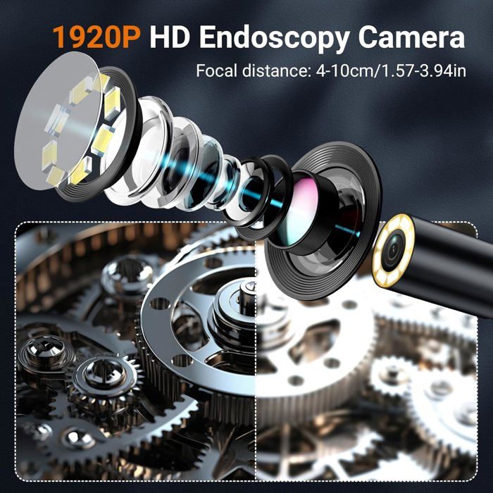 Caméra Endoscopique 5m HD 1920P - Écran 4,3", Flexible, étanche IP67, 8 LED, Pour Plomberie, Auto, Inspection Maison