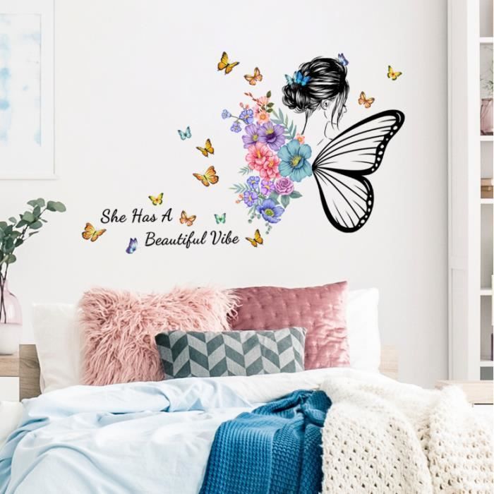 Stickers Fille Papillon - Autocollant muraux et deco