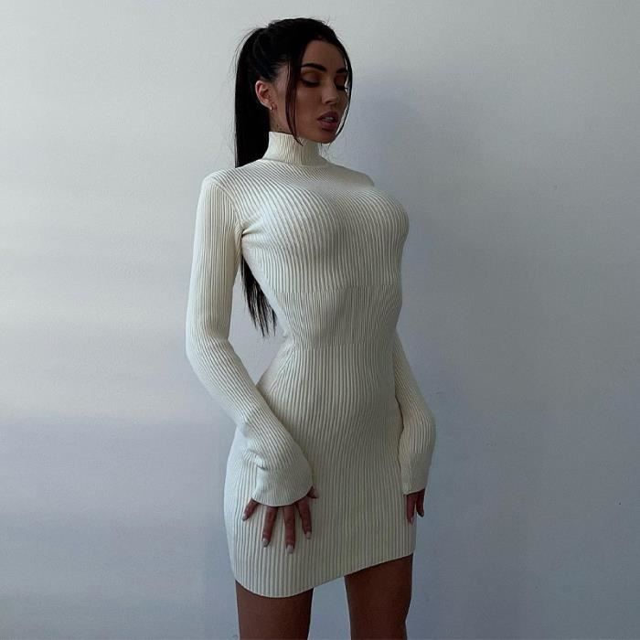 Robe moulante blanche manche longue new arrivals