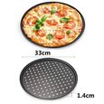 Moule à Pizza ronde, Plaque à Pizza Perforée Anti-Adhésive en acier carbone - 33cm-3