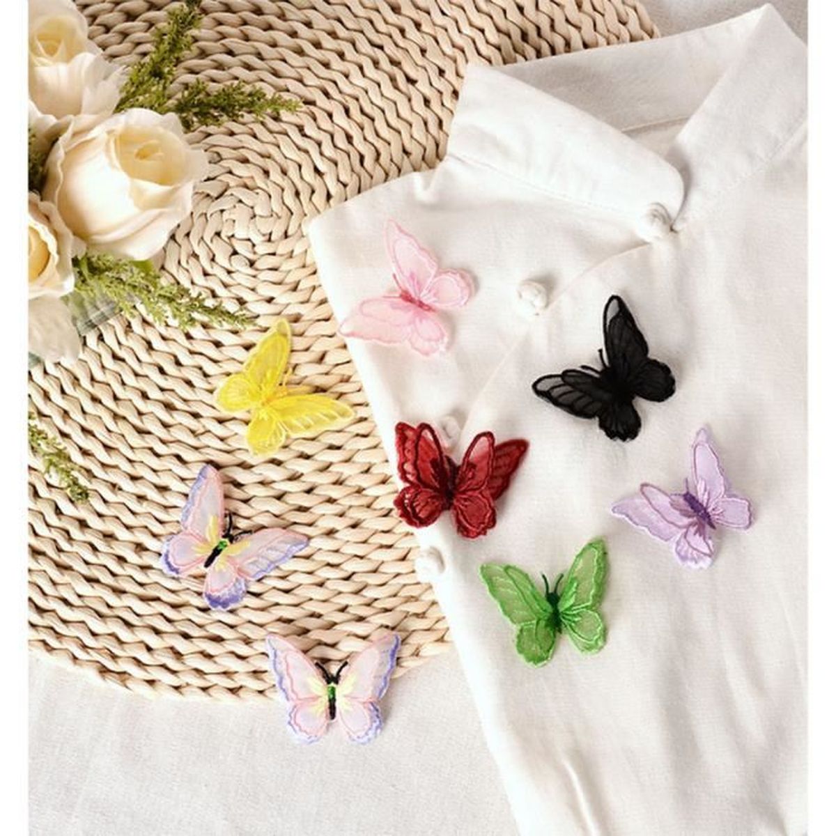 Nbeads 18 Pcs Patch De Broderie De Fleurs Blanches, 9 Styles Blanc Organza Broderie Dentelle Appliques Fleur Patches Coudre Patches Pour Décoration Réparation Vêtements Sacs à Dos Jeans Casquettes