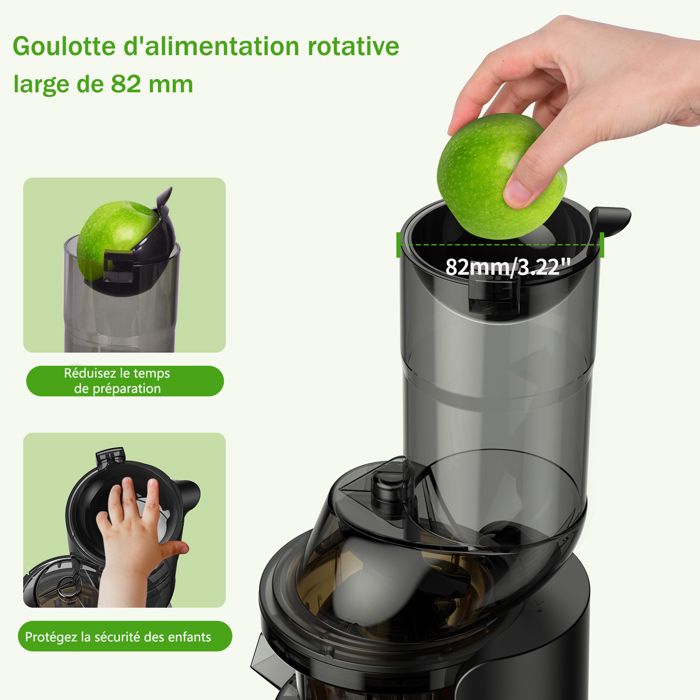 Extracteur De Jus Fretta Pression à Froid - Goulotte Large 76mm - 2 Vitesses - Moteur Silencieux