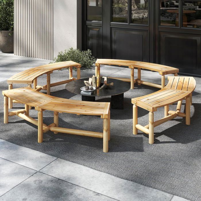 Banc De Jardin 2-3 Personnes KESSER 125 Cm - Bois Résistant Intempéries, Charge 225 Kg, Style Ergonomique