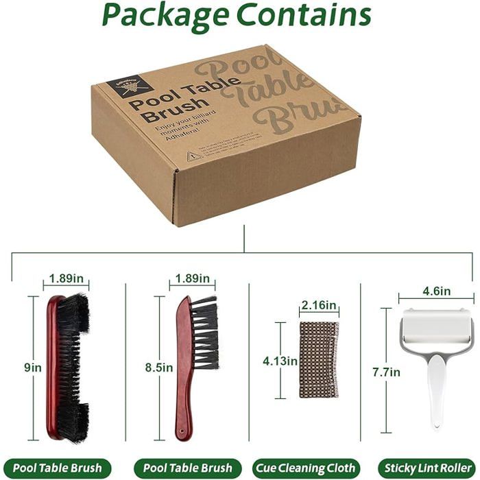 Kit De Nettoyage Billard Adhafera - Brosse En Bois Et Poils Nylon