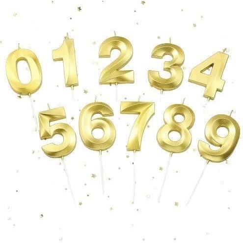 Bougie Anniversaire Chiffre 10 Bougies Chiffres Dorées 0-9 Pour