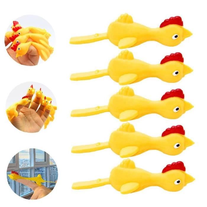 Jouet de poulet volant mini flick dinde jouet anxiété stress de soulagement  doigt jouet jaune 5pcs