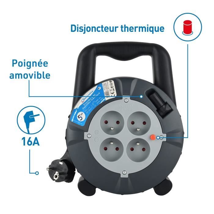 Enrouleur électrique FOXTER 40m Aluminium 4 Prises 220V Avec Disjoncteur - Occasion