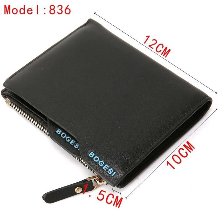 WONSEFOO Portefeuille Homme En Cuir Blocage RFID, Mince Porte-Monnaie Avec Porte-Clés, 10 Porte-Carte De Crédit (fenêtre ID), 2 Compartiment à Billets, 1 Grande Poche à Monnaie, Cadeau Parfait-Noir
