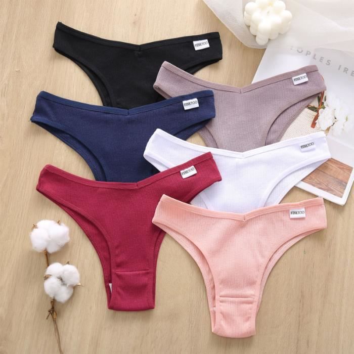 Culotte slip Sous vetements bresiliens en coton pour femmes culotte sexy taille en V string feminin calecon White E1138 Blanc Cdiscount Pret a Porter