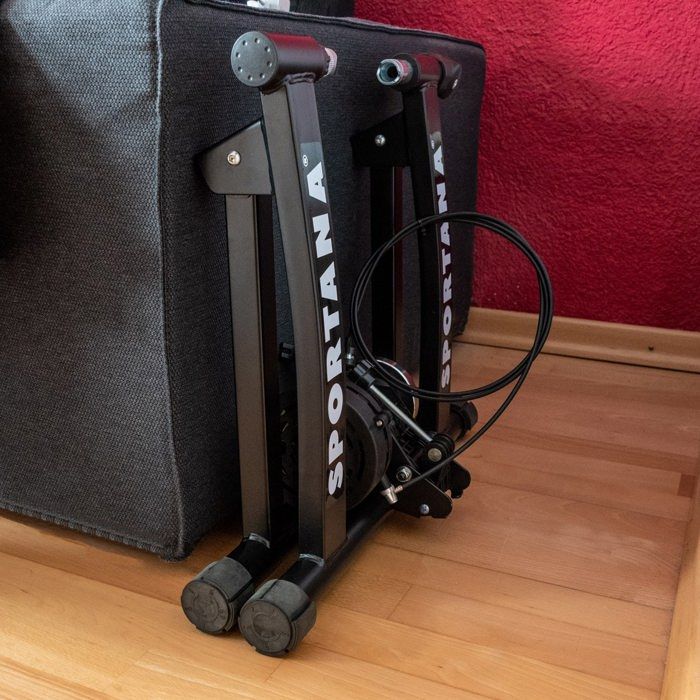 SPORTANA® Home Trainer vélo 150kg entraîneur vélo Noir