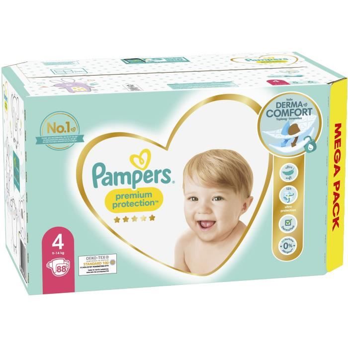 Couches PAMPERS Premium Protection - Taille 4 - 88 couches - Cdiscount  Puériculture & Eveil bébé