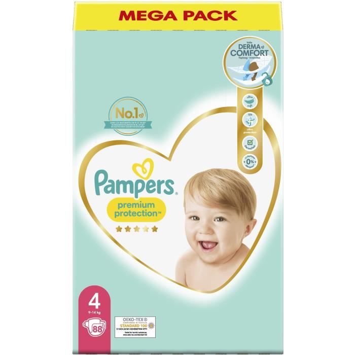 Couches Pampers Premium Protection - Taille 4 (9-14kg) - 23 couches Offrez  à votre enfant une protection optimale !