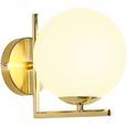 RUMOCOCO® Applique murale moderne LED en verre E27 simple boule blanche applique murale lampe de chevet salon (doré)-0
