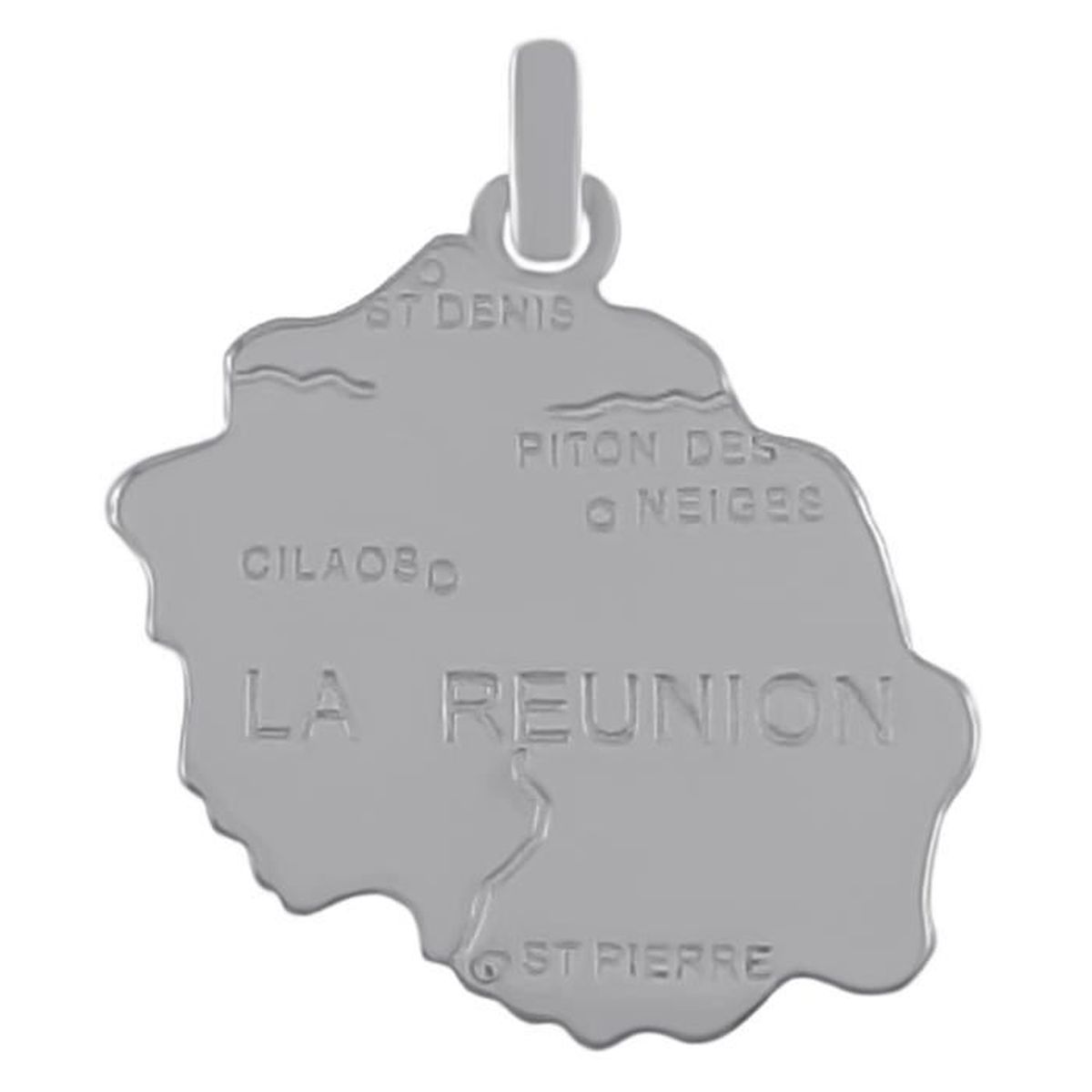 Pendentif carte de La Réunion en Argent 925 Argenté Achat / Vente