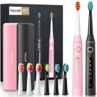 Brosse à dents électrique Fairywill Rechargeable brosse à dents sonic de voyage avec étui de voyage et 8 tête de brosse à dents