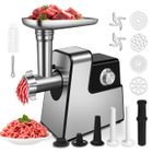 KITYTETY Hachoir à Viande Électrique Professionnel 3000W - 11PCS avec 2 Lames 4 Inox Disques 3 Kit de Saucisse 1 Kubbe 1 Brosse - Argent
