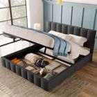 SWEIKO Lit double hydraulique 140x200cm Tête de lit avec grand espace de rangement Gris (sans matelas)
