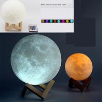 15CM 3D Lune Lampe Tactile télécommandé Nuit Lumière Décor à Maison Bureau Cadeau Créatif 16 Couleurs 