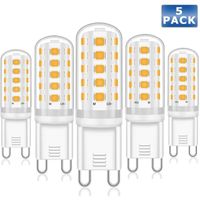 AuTech® 5 Pack Ampoule LED G9, 5W 420lm Ampoule Led G9 Lampe, 40W Halogène Lumière Equivalente, Blanc Chaud 3000K, AC 220-240V