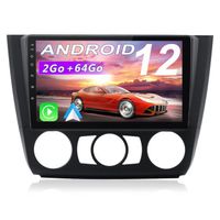 Junsun Autoradio Android 12 2Go+64Go pour BMW 1 Series E81 E82 E87 E88 (2004-2011)avec 9 Pouces Carplay Android Auto GPS WiFi