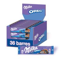 Milka Oreo - Présentoir de 36 barres chocolatées - Barre de Chocolat au Lait aux Éclats de Biscuits Oreo