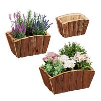 Pots de fleurs extérieur bois lot de 3 - 10034407-0