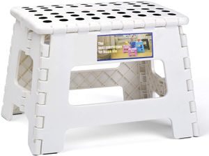 Tabouret Pliable Rose - Escabeau 22,5cm, 120kg Charge Max, Antidérapant - Pour Cuisine, Salle De Bain, Camping