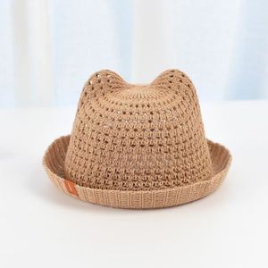 CHAPEAU - BOB Type 1-Chapeau de plage en paille avec oreilles de chat pour enfants, couvre-chef d'extérieur respirant en co