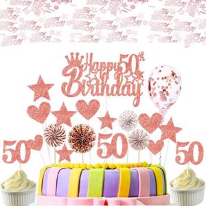 Décoration gâteau anniversaire bougie 50ans rose gold R/6932