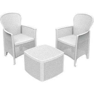Ensemble table et chaise de jardin Salon de jardin extérieur 2 fauteuils coussins tab