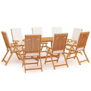 Ensemble table et chaise de jardin SIB Salon de jardin 9 pcs avec coussins Bois de te