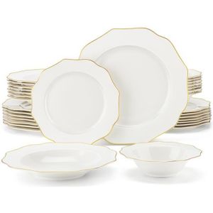 LIMOGES Service de table en porcelaine blanche à liserets or - Lot 79
