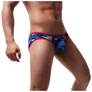 STRING - TANGA String Tanga pour Homme Camouflage Taille Basse Respirant en Maille Tridimensionnelle Bleu