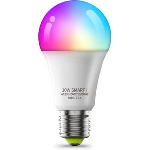 AMPOULE INTELLIGENTE HWCX-LICHT Ampoules Wi-Fi E27 Lampe Alexa LED Dimmable, Ampoule Intelligente 10W à Changement de Couleur RVB avec Contrôle APP, 15
