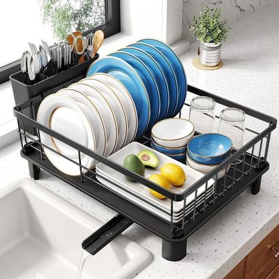 Organisateur D'Évier De Cuisine Yawinhe En Acier Inoxydable - Étagère Multifonctionnelle Gain De Place 24x14x25cm Noir