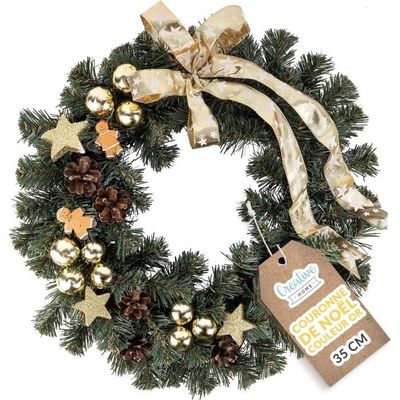Couronne Noël 30 cm lumineuse pour porte, sapin ou guirlande décor extérieur intérieur - Maison