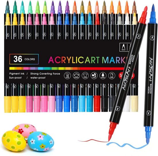 Patamiyar 120 Couleurs Feutre Acrylique, Marqueur Peinture Acrylique à Base D'eau avec Pointe Pinceau de 1 à 5 mm, Marqueur Acryliques pour Pierre, Verre, Céramique, Papier, Bois et DIY Fournitures