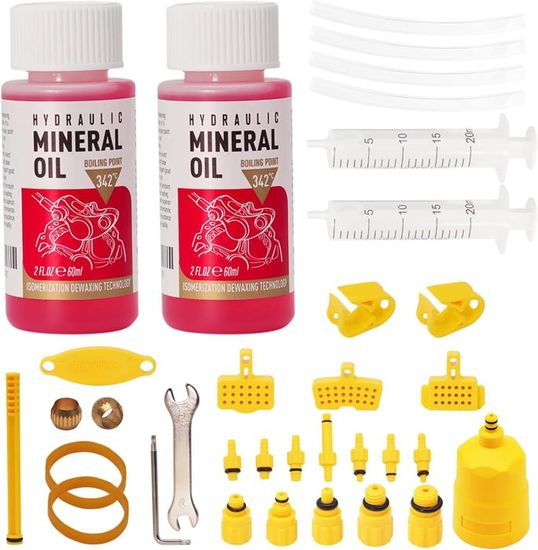 Kit De Purge Freins à Disque Hydraulique Universel - Compatible Shimano, SRAM, Magura, Tektro - 10 Adaptateurs Métalliques + Seringues
