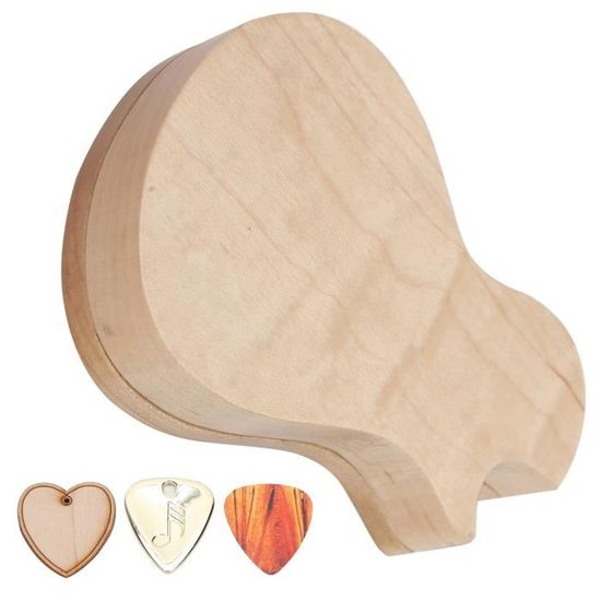 Boîte de Plectres de Guitare en Bois, Faite à la Main avec Design