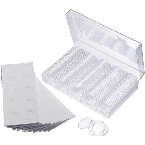 Bakiauli 100 Capsules Transparentes Pour Pièces Avec Mousse Eva – Boîte De Rangement Pour Collectionneurs – Protection Anti-rayures