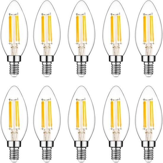 10X E14 LED Ampoule 4W=30W   Ampoules LED Vintage Blanc Froid 6500K C35 Lampe Edison Retro LED Filament 400LM Non Dimmable