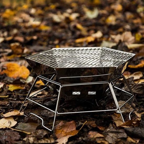 Grill Schulz 45 Cm – Barbecue Zinc Avec Grille Inox Et Gel De Transport – 3 Pièces – Design Rond Et Pratique