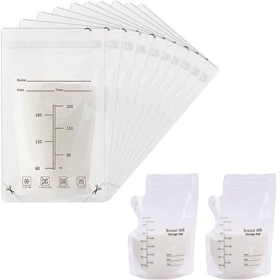 Sachets Conservation Lait Maternel 250 Ml – Lot De 55 Sacs – Pré-stérilisés, Sans BPA – Avec étiquettes Inscriptibles